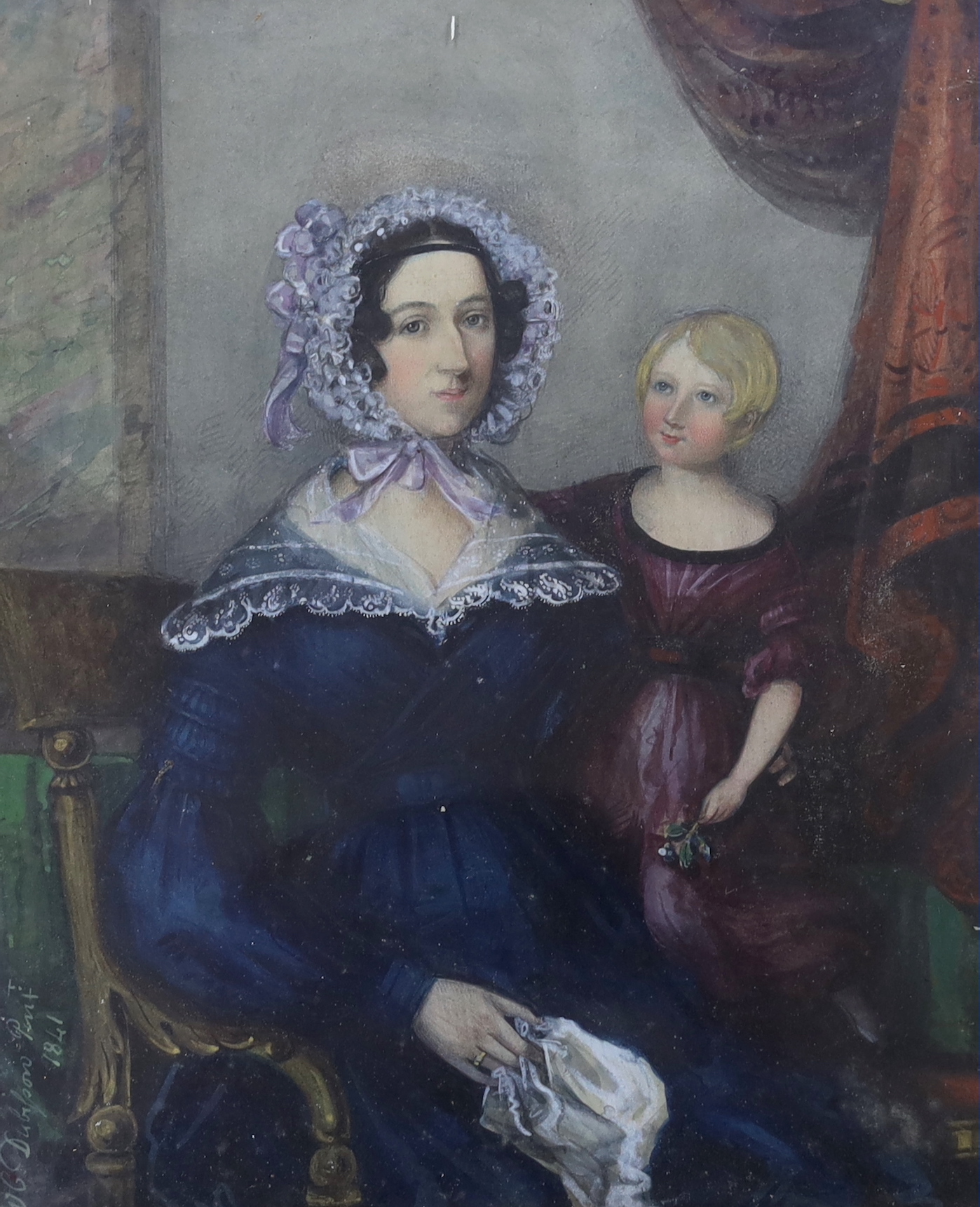 W. C. Dobson, 19th century watercolour, Mother and child in an interior, signed and dated 1841, 30cm x 24cm